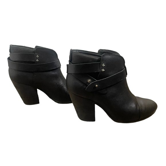Rag & Bone Black Leather Harrow Boots Size 38 Edgy Moto Biker - Picture 3 of 10